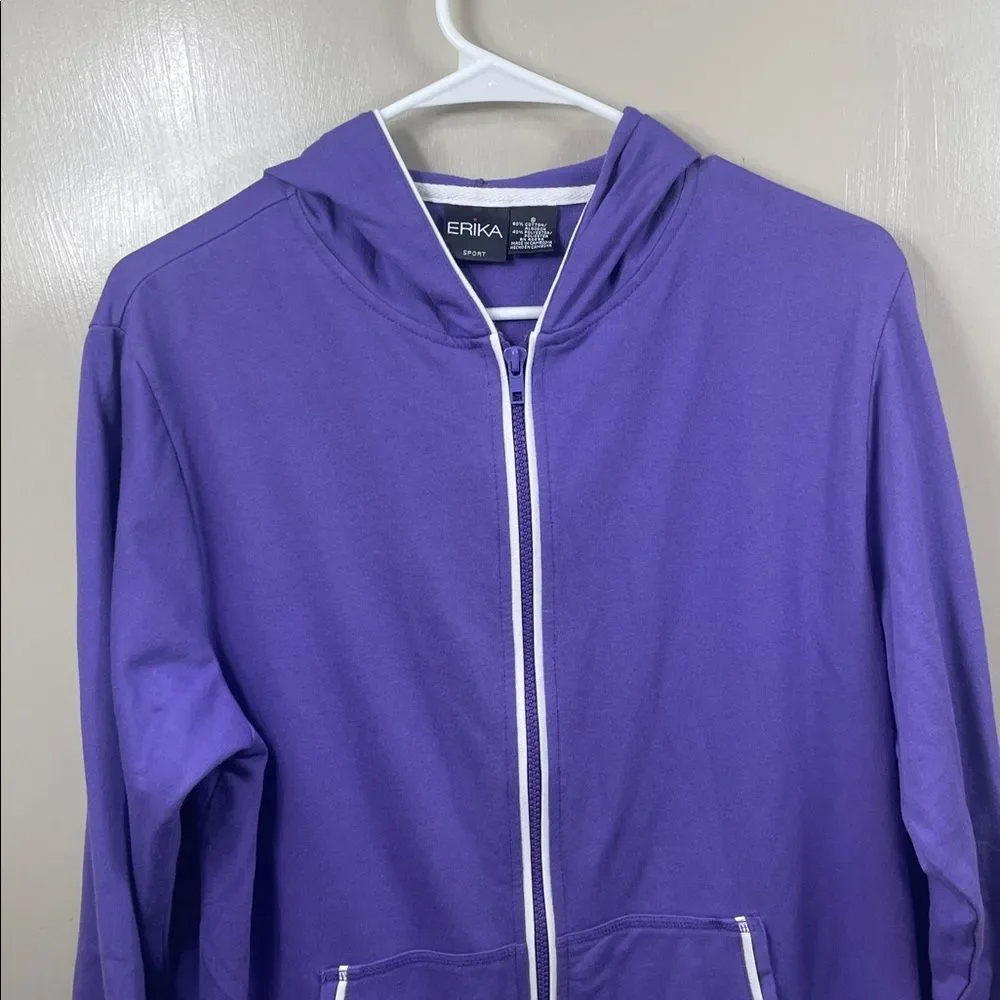 Erika Violet Zip Hoodie with White Trim